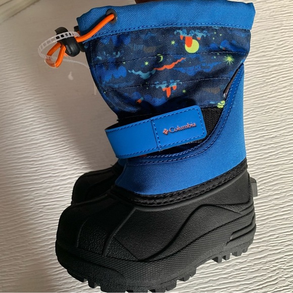 nwt Columbia Youth Powderbug Plus II Print Boot in Blue Black Size 6 & 7 Toddler - Picture 12 of 17